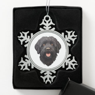 Ornement Flocon De Neige Labradoodle Chien noir