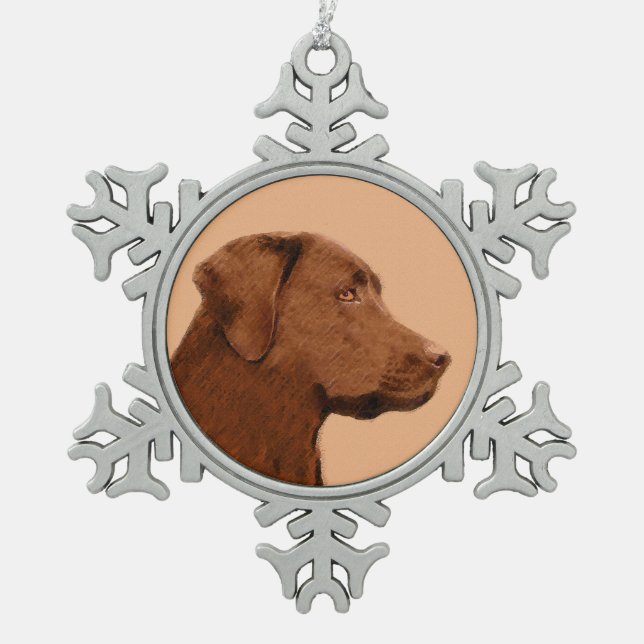 Ornement Flocon De Neige Labrador Retriever (Chocolat) Peinture - Chien Art (Devant)
