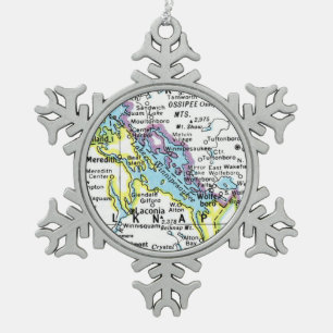 Ornement Flocon De Neige Lake Winnipesaukee Map Snowflake Ornament
