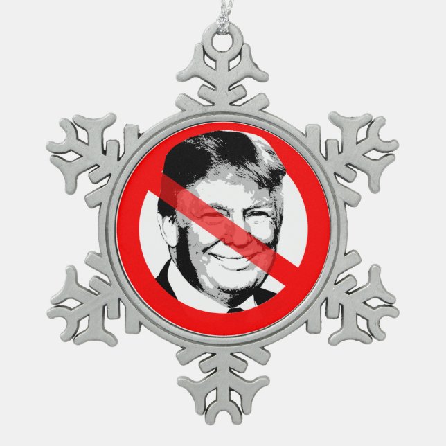 Ornement Flocon De Neige L'anti-Donald Trump a traversé la face (Devant)