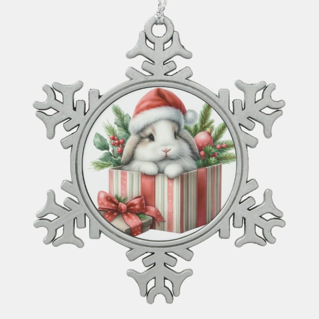 Ornement Flocon De Neige Lapin Lapin Lapin Lop Noël (Devant)