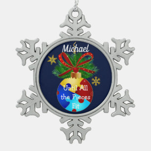Ornement Flocon De Neige L'autisme de Noël