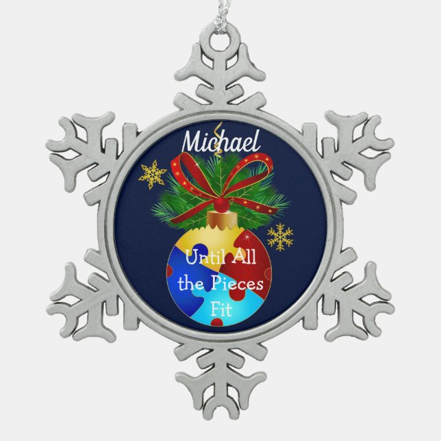 Ornement Flocon De Neige L'autisme de Noël (Devant)