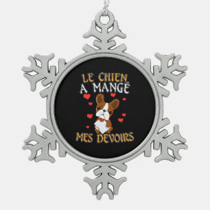 Ornement Flocon De Neige Le Chien A Mangé Mes Devoirs - Citation pour Appre