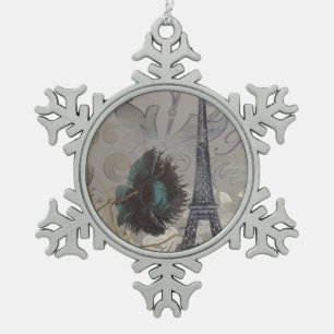 Ornement Flocon De Neige le gris tourbillonne Tour Eiffel vintage moderne