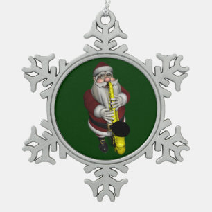 Ornement Flocon De Neige Le Père Noël joue du saxophone