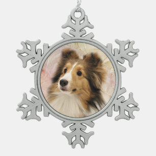 Ornement Flocon De Neige Le sable Sheltie font face