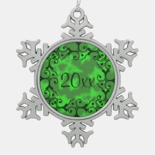 Ornement Flocon De Neige Le vert argenté d'élégance tient le premier rô