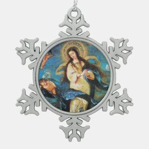 Ornement Flocon De Neige Les anges et la conception immaculée de la Vierge