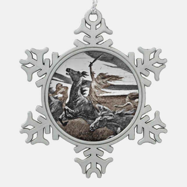 Ornement Flocon De Neige Les femmes vikings dans une tempête (Devant)