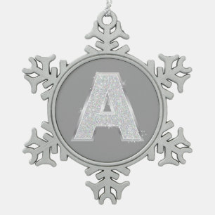 ORNEMENT FLOCON DE NEIGE LETTRE ARGENT A