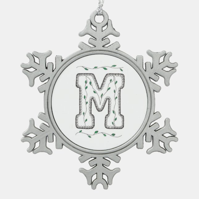 Ornement Flocon De Neige Lettre M Noël (Devant)