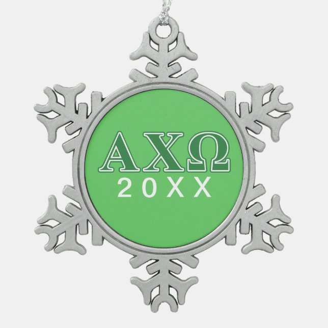 Ornement Flocon De Neige Lettres vertes d'Omega de Chi d'Alphi (Devant)