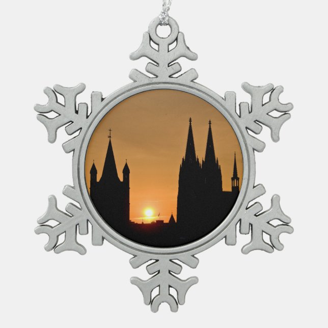 Ornement Flocon De Neige Lever de soleil de Cologne, Allemagne (Devant)