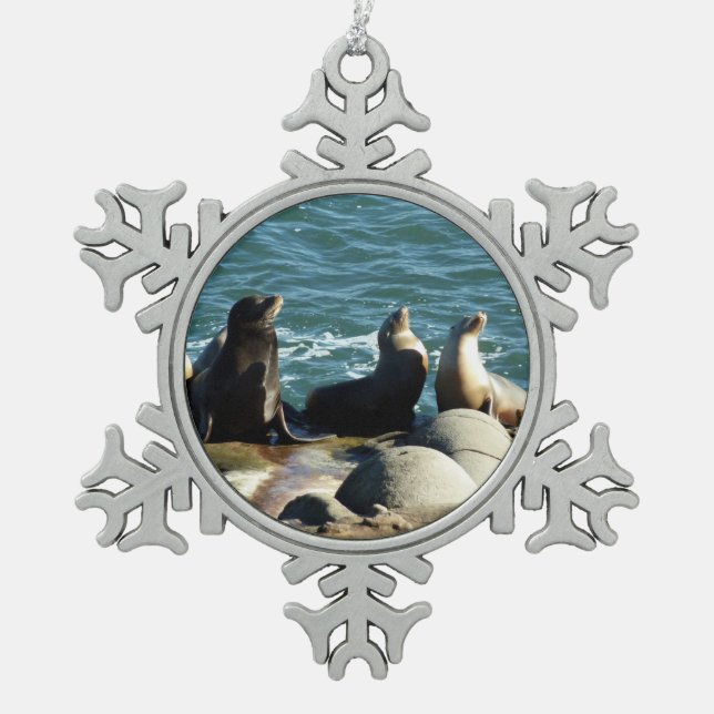 Ornement Flocon De Neige Lions de la mer de San Diego (Devant)