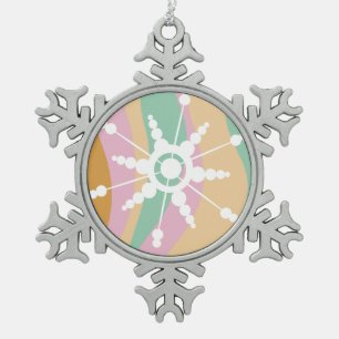 Ornement Flocon De Neige Liquide Tie Dye Rétro Groovy Noël Beige Vert