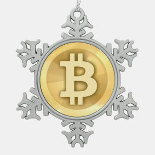 Ornement Flocon De Neige Logo Bitcoin original Ornement de Noël