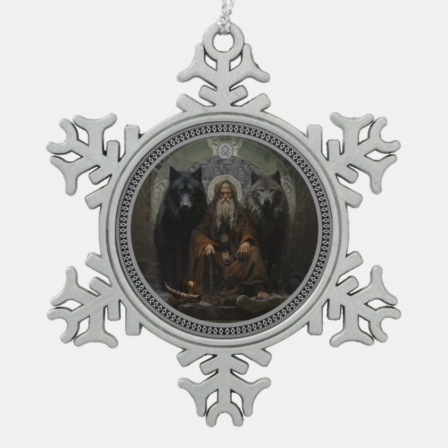 Ornement Flocon De Neige L'ornement des loups d'Odin (Devant)