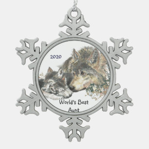 Ornement Flocon De Neige Loup de la meilleure tante du monde avec des ourso