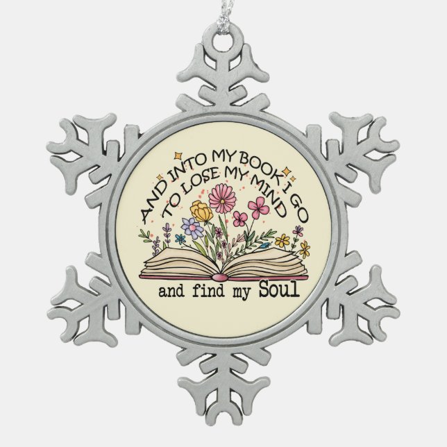 Ornement Flocon De Neige Louveur de livres floraux (Devant)