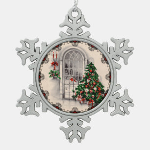 Ornement Flocon De Neige Lumières de fenêtre de Noël Vintage