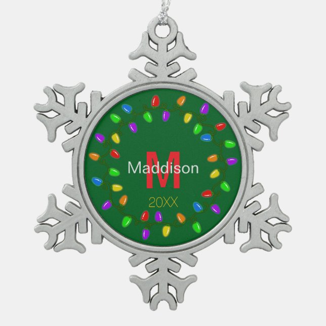 Ornement Flocon De Neige Lumières de Noël personnalisées (Devant)