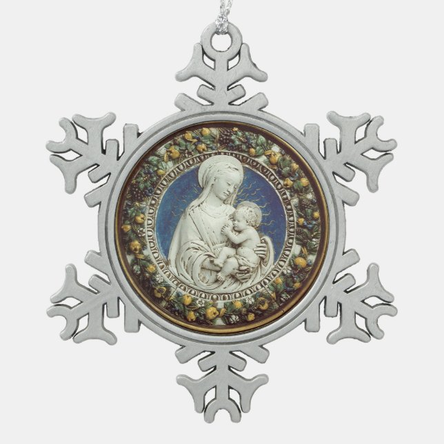 ORNEMENT FLOCON DE NEIGE MADONNA AVEC ENFANT (Devant)