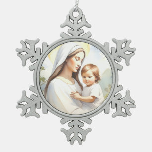 Ornement Flocon De Neige Madonna avec l'enfant Jésus