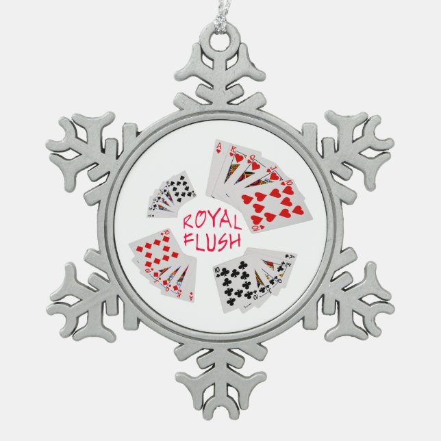 Ornement Flocon De Neige Mains de poker - Royal Flush (Devant)