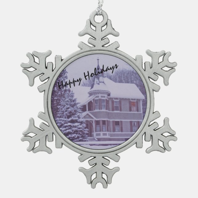 Ornement Flocon De Neige Maison victorienne ancienne à Noël (Devant)