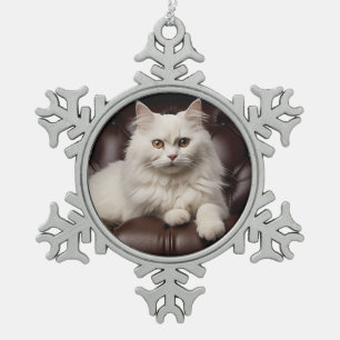 Ornement Flocon De Neige Majestic white cat