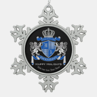 Ornement Flocon De Neige Make Your Own Coat of Arms Blue Silver Lion Emblem