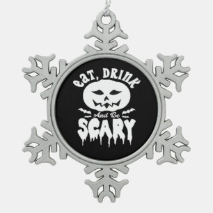 Ornement Flocon De Neige Manger Boire Et Être Effrayant Halloween Rétro Cla