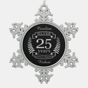 Ornement Flocon De Neige Mariage d'argent 25 ans
