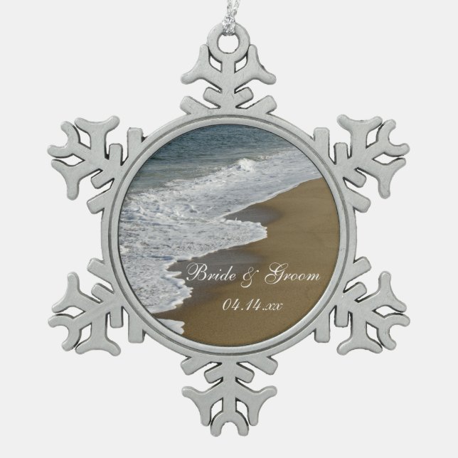 Ornement Flocon De Neige Mariage de plage et de plage (Devant)
