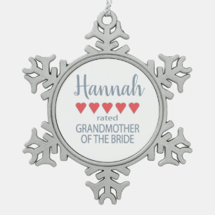 Ornement Flocon De Neige Mariage et fête de mariage 5 Grand-mère de coeur o