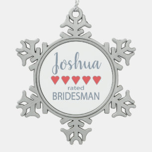Ornement Flocon De Neige Mariage et mariage 5 Coeur Bridesman