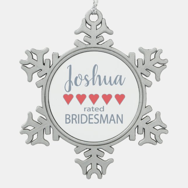 Ornement Flocon De Neige Mariage et mariage 5 Coeur Bridesman (Devant)