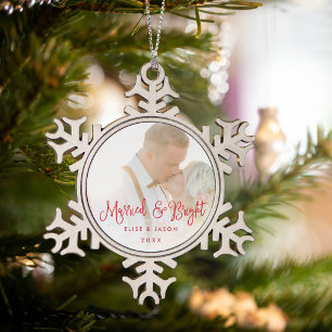 Ornement Flocon De Neige Marié et brillant   Photo Mariage