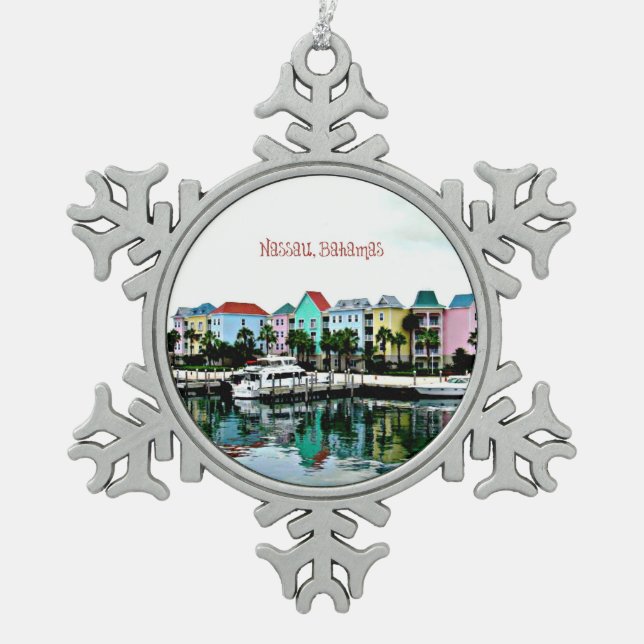 Ornement Flocon De Neige Marina des Bahamas de Nassau (Devant)