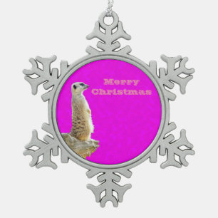 Ornement Flocon De Neige Meerkat Sur Une Rive Rocheuse