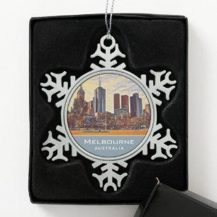 Ornement Flocon De Neige Melbourne Australie Skyline Watercolor Art