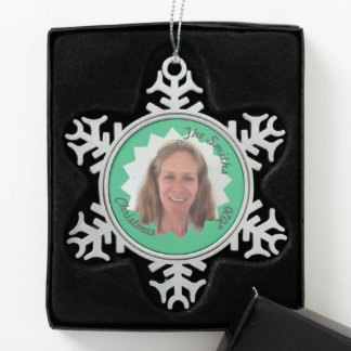 Ornement Flocon De Neige Mémoire famille Grand Soleil vert Ajouter une phot