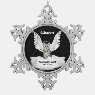 Ornement Flocon De Neige Mémorial Angel Cat Grey Tabby
