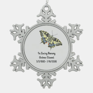 Ornement Flocon De Neige Mémorial papillon personnalisé