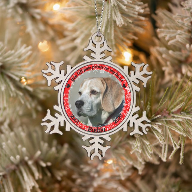 Ornement Flocon De Neige Mémorial personnalisé du chien rouge (Arbre)