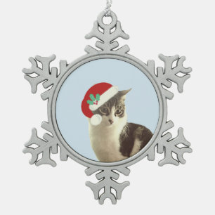 Ornement Flocon De Neige Merlin Chat de Noël mignon