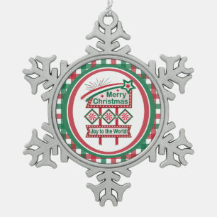 Ornement Flocon De Neige Merry Christmas Retro Marquee - Joy to the World