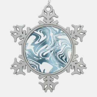 Ornement Flocon De Neige Métallurgique Bleu Blanc Popsicle de Noël