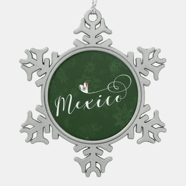 Ornement Flocon De Neige Mexique Drapeau En Coeur, Mexicanos (Devant)